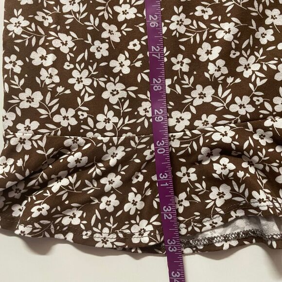 Misty Rose Brown & Cream Floral Print A-Line Mini Dress Size L GUC - Picture 7 of 12